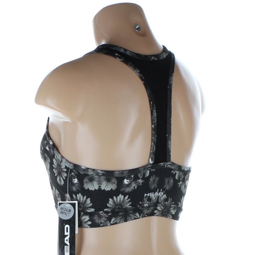 HEAD Intimates Black Floral Medium Impact Sports Bra - Size Medium NWT - Picture 5 of 10